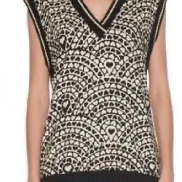 FARM Rio Black and Cream Heart Sweater Vest - Picture 3 of 9